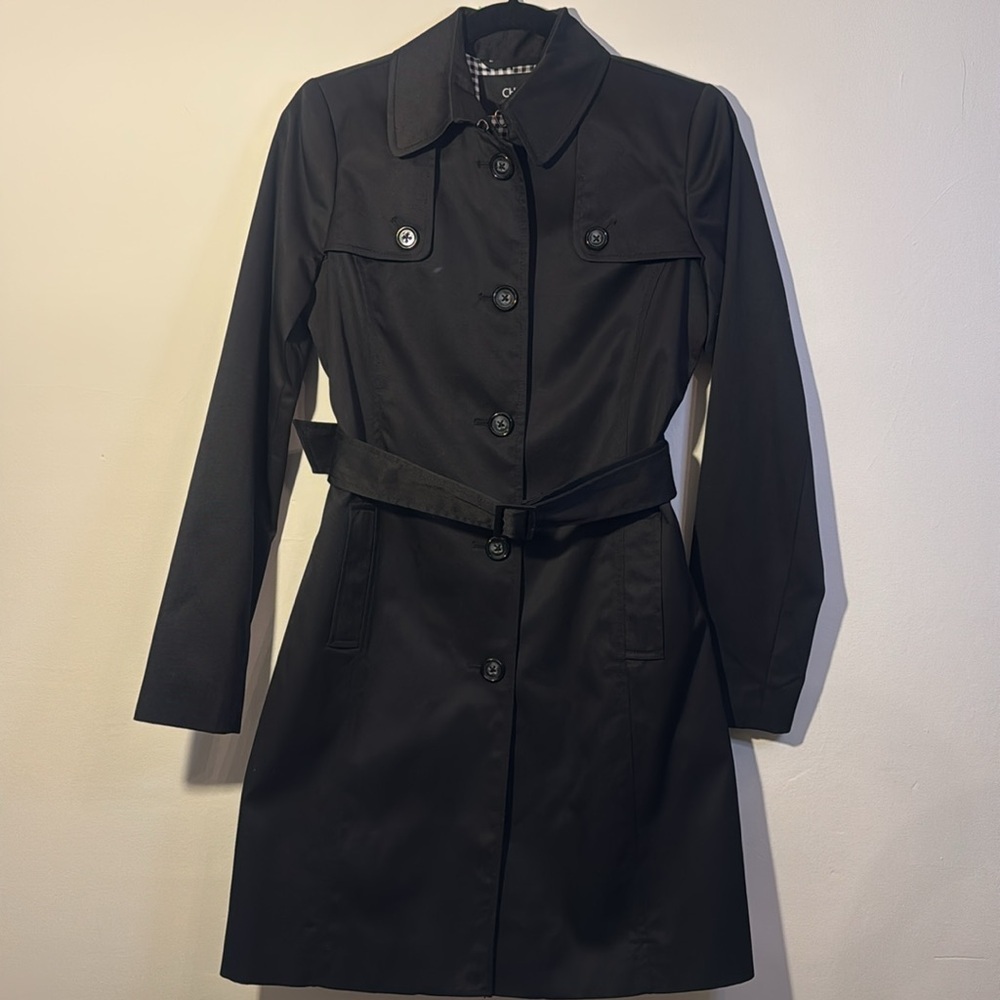NWT CHIC BY JACOB WOMENS TRENCH COAT SIZE P/S BLACK